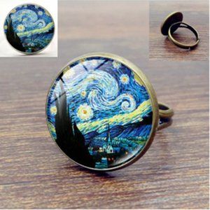 🍏50% OFF/3+...Van Gogh "The Starry Night" Adjustable Ring